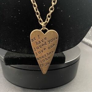 Plunder Design Jewelry John 13:34 Necklace Bronze Tone Inspirational NWOT